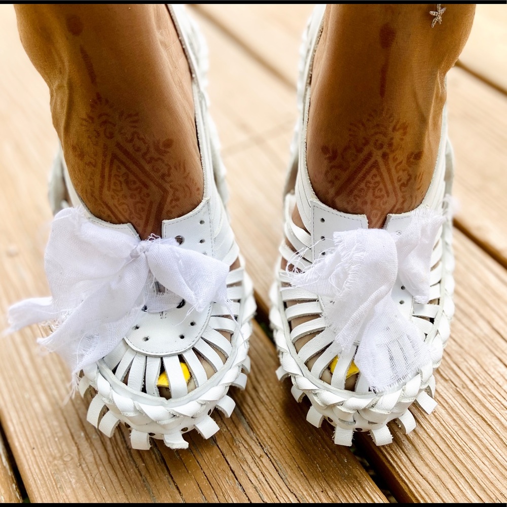 Irregular Choice leather wedge sandals sz8